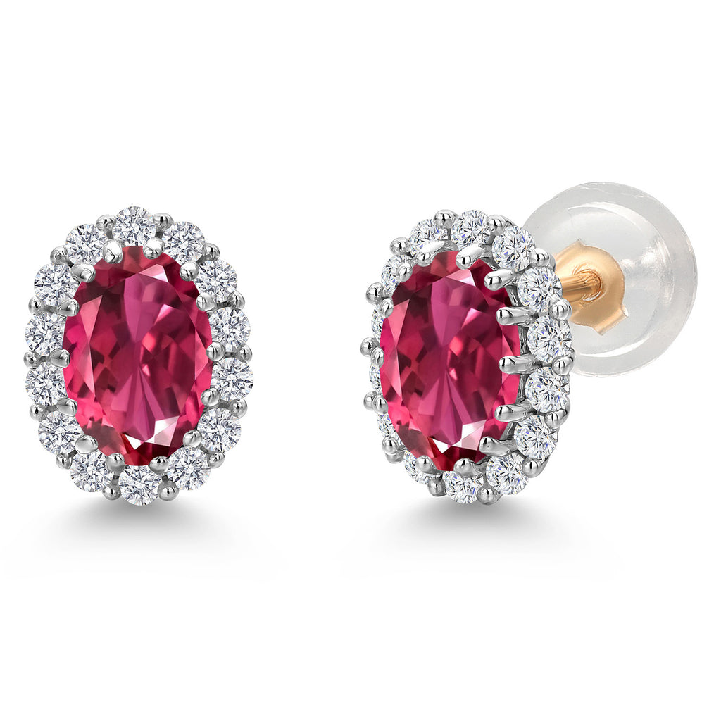 Pink Tourmaline - October_Earrings in 925 Sterling Silver and 10K Yellow Gold