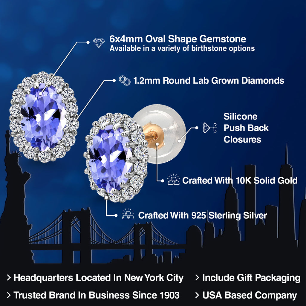 Tanzanite - December_Earrings in 925 Sterling Silver and 10K Yellow Gold