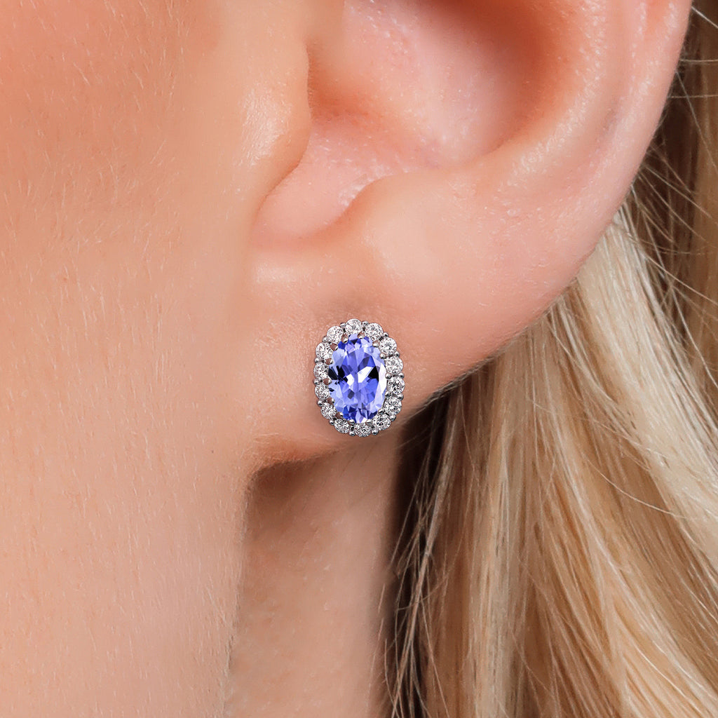 Tanzanite - December_Earrings in 925 Sterling Silver and 10K Yellow Gold