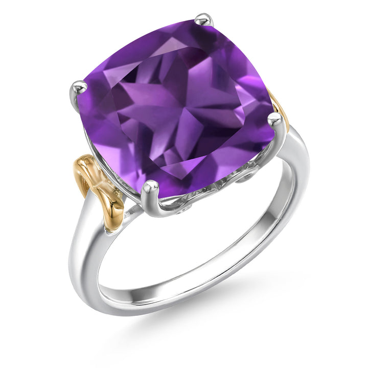 Amethyst - February_5_Ring in 925 Sterling Silver and 10K Yellow Gold