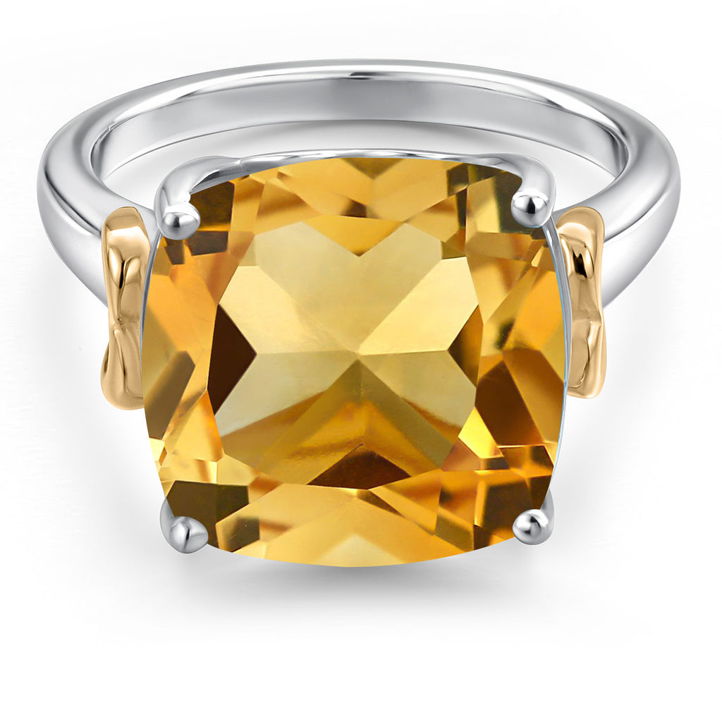 Citrine - November_5_Ring in 925 Sterling Silver and 10K Yellow Gold
