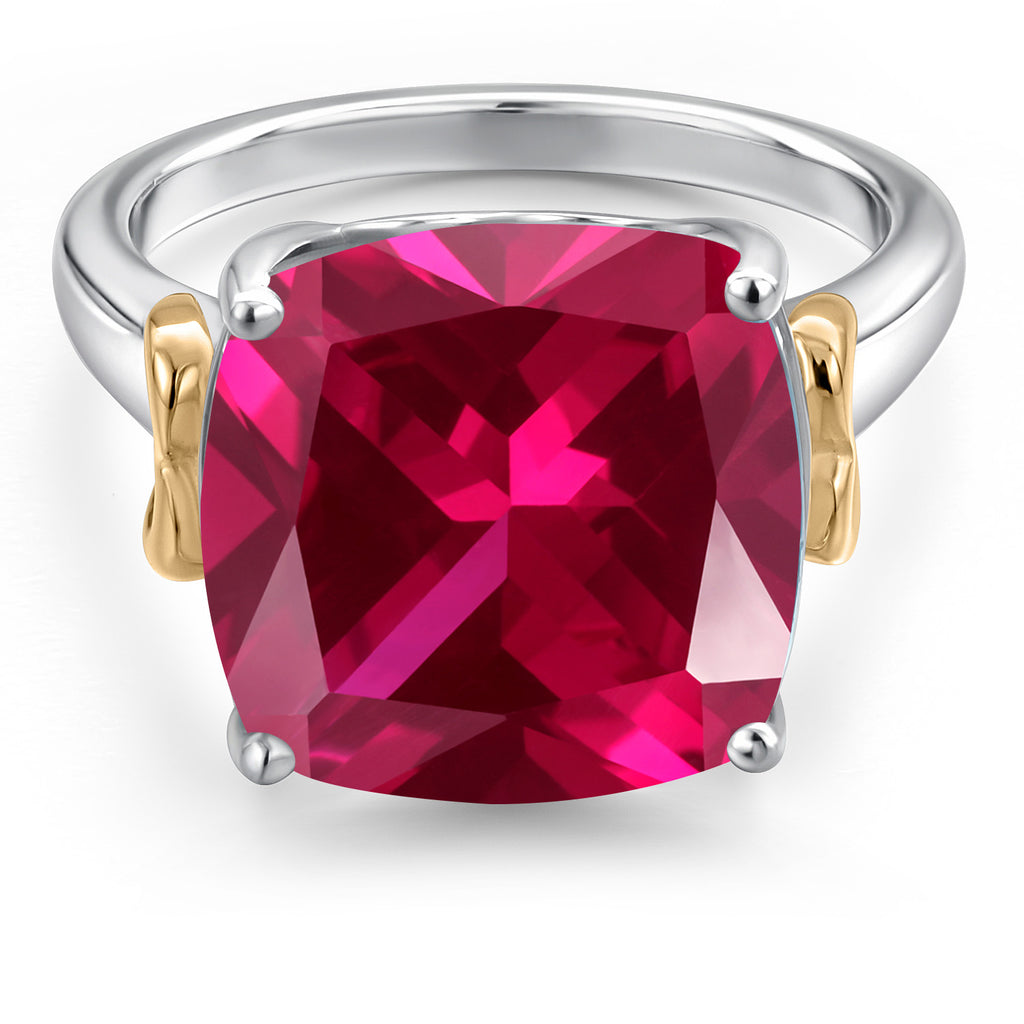 Created Ruby - July_8_Ring in 925 Sterling Silver and 10K Yellow Gold