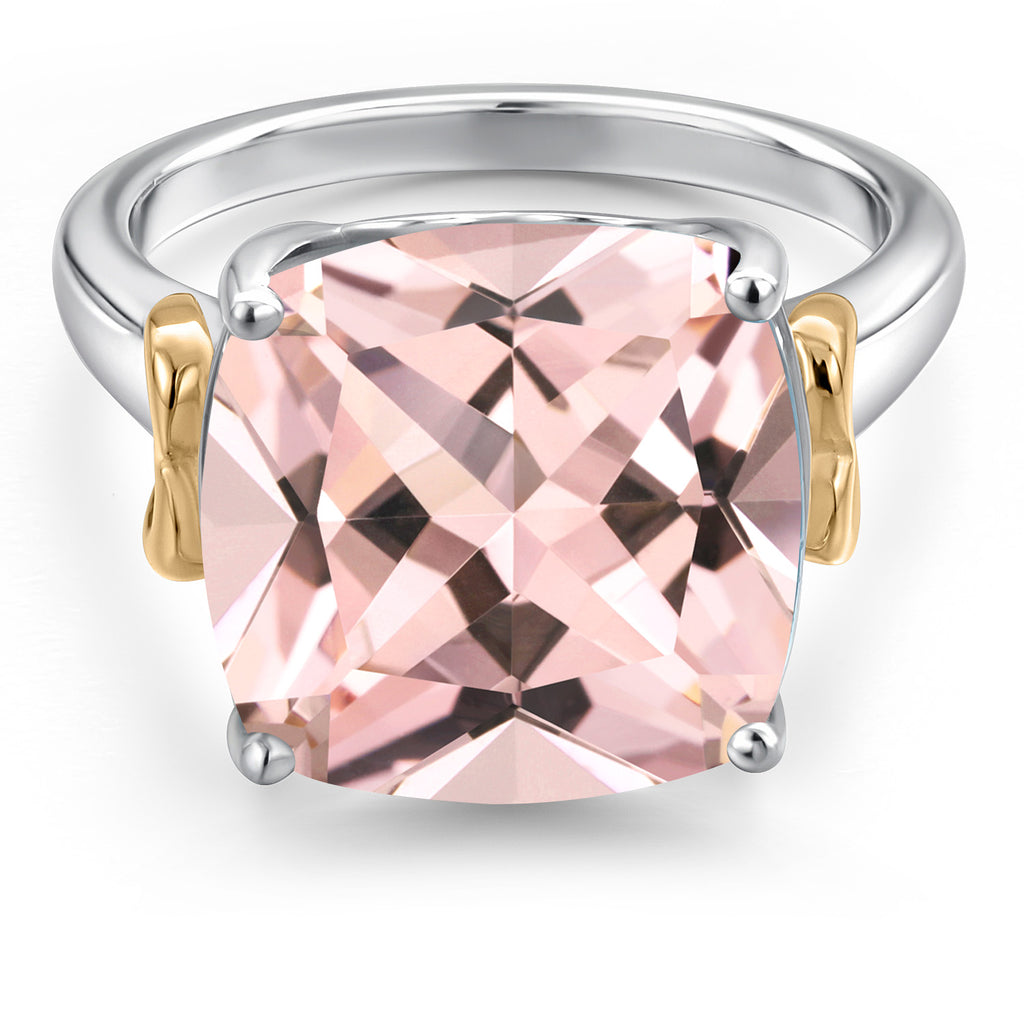 Gem Stone King 5-8 Cttw Gemstone Birthstone Solitaire Engagement Ring | 12MM Cushion | 925 Sterling Silver and 10K Yellow Gold | Wedding Anniversary Promise Ring