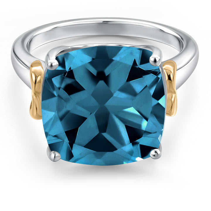 Gem Stone King 5-8 Cttw Gemstone Birthstone Solitaire Engagement Ring | 12MM Cushion | 925 Sterling Silver and 10K Yellow Gold | Wedding Anniversary Promise Ring