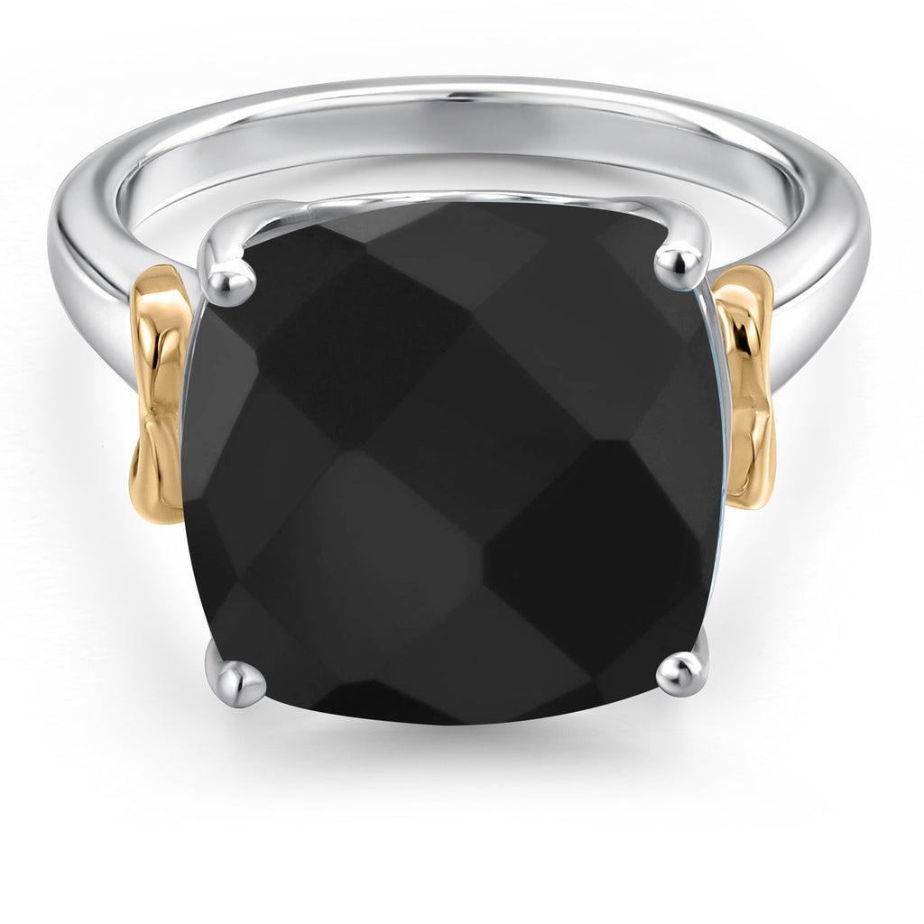 Gem Stone King 5-8 Cttw Gemstone Birthstone Solitaire Engagement Ring | 12MM Cushion | 925 Sterling Silver and 10K Yellow Gold | Wedding Anniversary Promise Ring