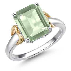 Prasiolite_5_Ring in 925 Sterling Silver and 10K Yellow Gold