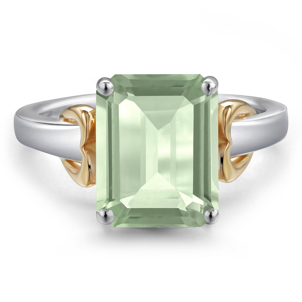 Prasiolite_5_Ring in 925 Sterling Silver and 10K Yellow Gold