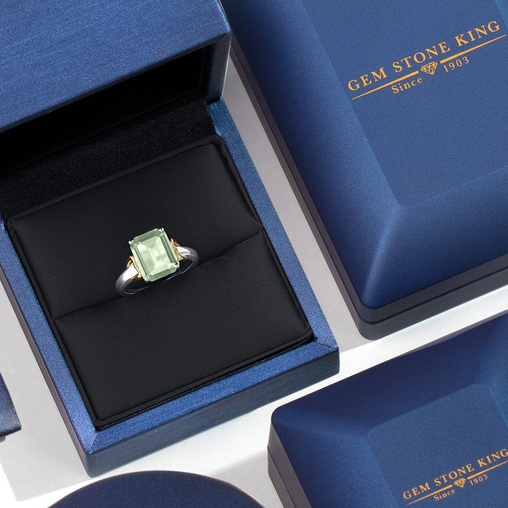 Prasiolite_5_Ring in 925 Sterling Silver and 10K Yellow Gold