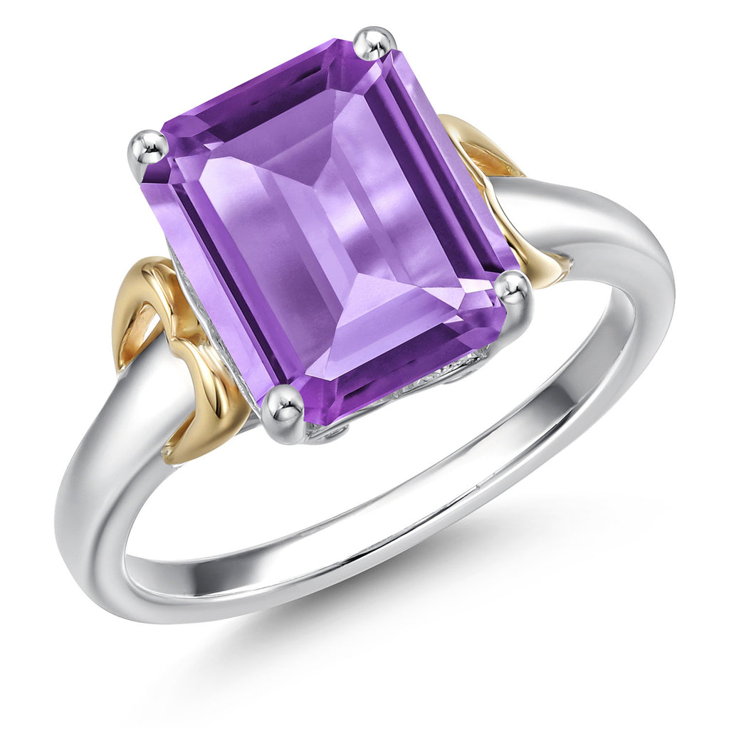 Amethyst - February_7_Ring in 925 Sterling Silver and 10K Yellow Gold