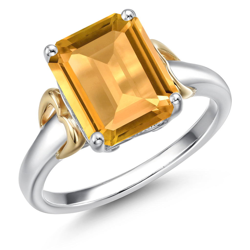 Citrine - November_7_Ring in 925 Sterling Silver and 10K Yellow Gold