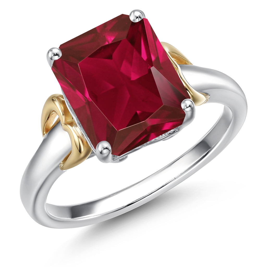 Created Ruby - July_8_Ring in 925 Sterling Silver and 10K Yellow Gold