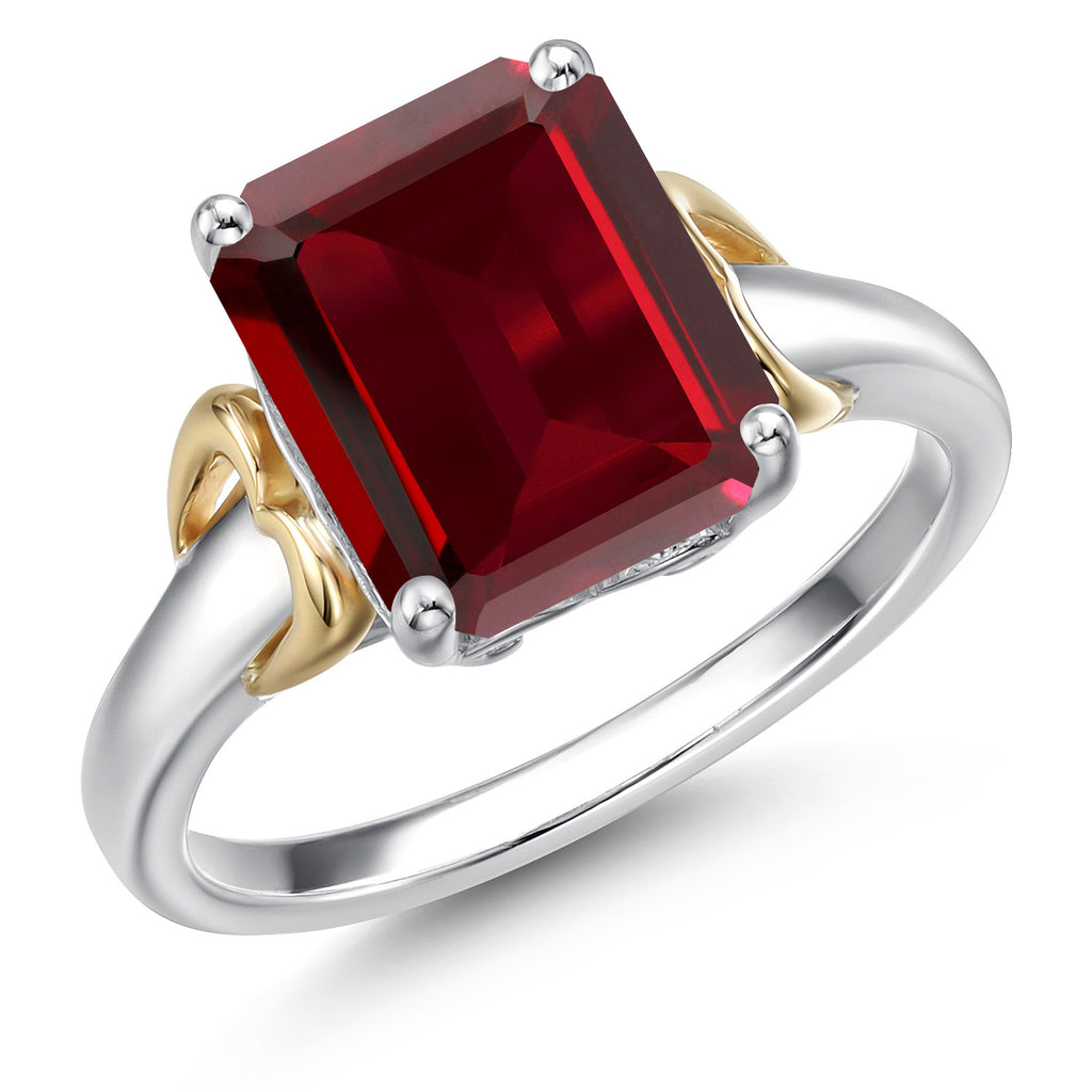 Garnet - January_6_Ring in 925 Sterling Silver and 10K Yellow Gold