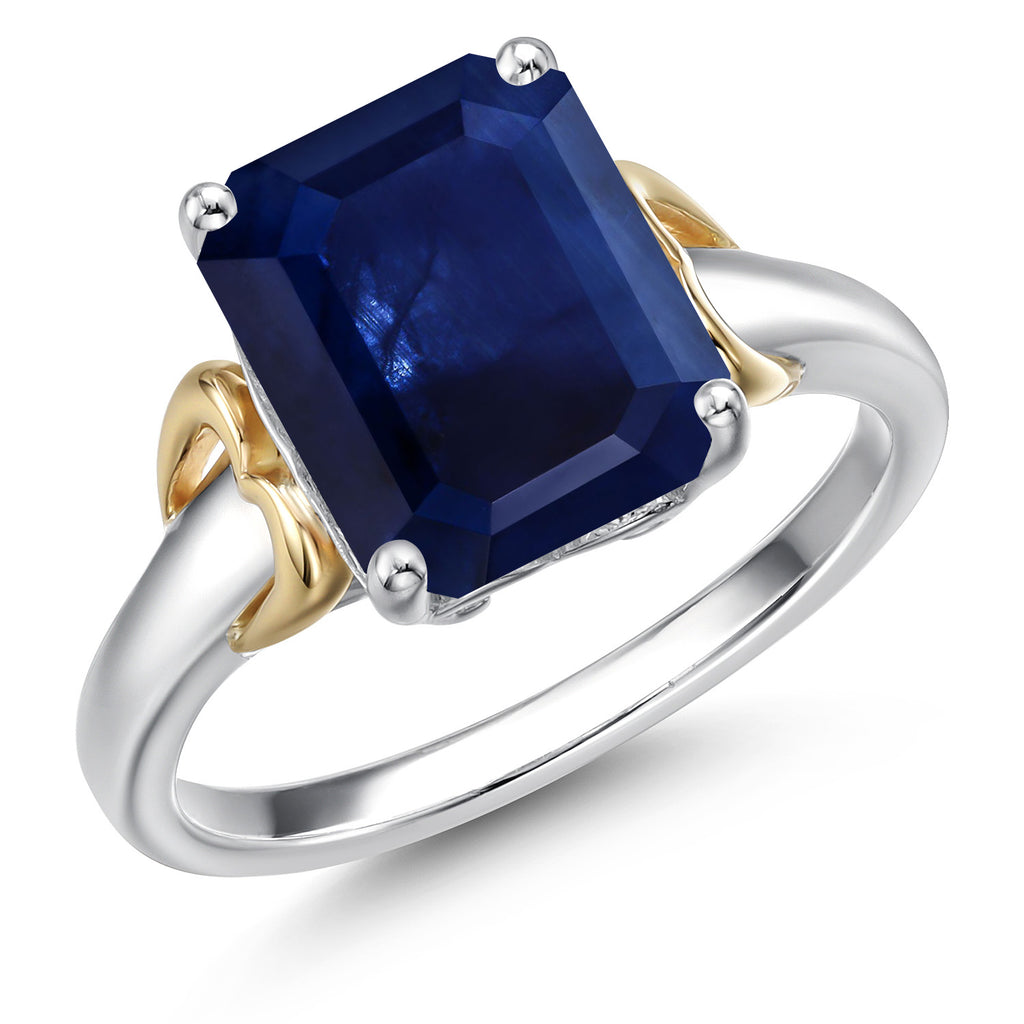 Blue Sapphire - September_9_Ring in 925 Sterling Silver and 10K Yellow Gold