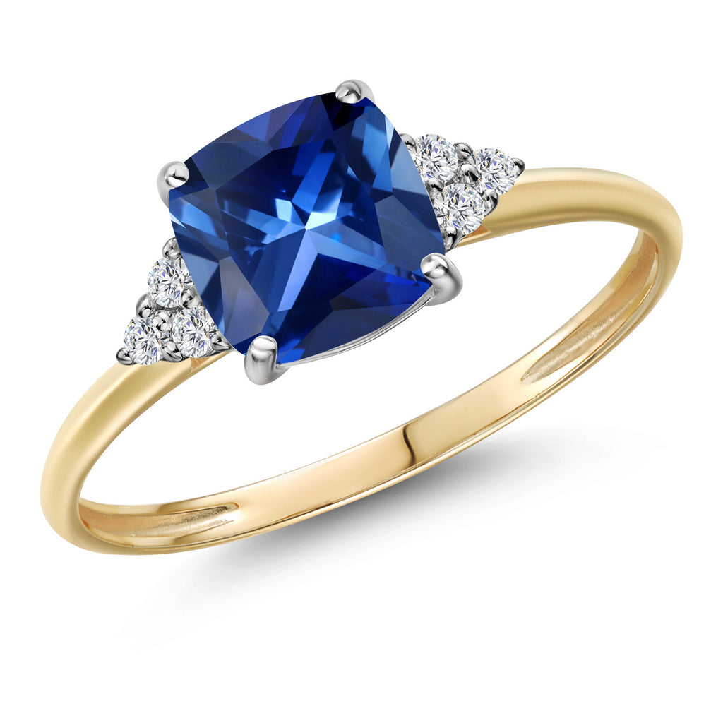 Created Sapphire - September_7_Ring in 10K Two Tone Gold