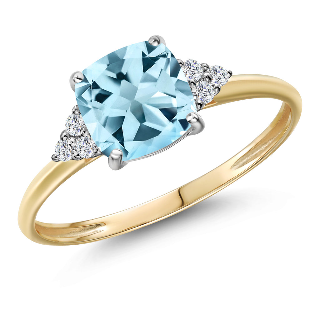 Sky Blue Topaz - November_8_Ring in 10K Two Tone Gold