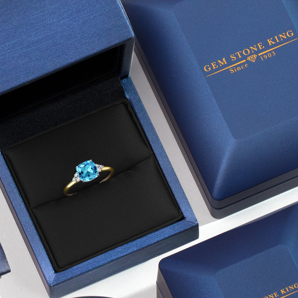 Swiss Blue Topaz - November_9_Ring in 10K Two Tone Gold