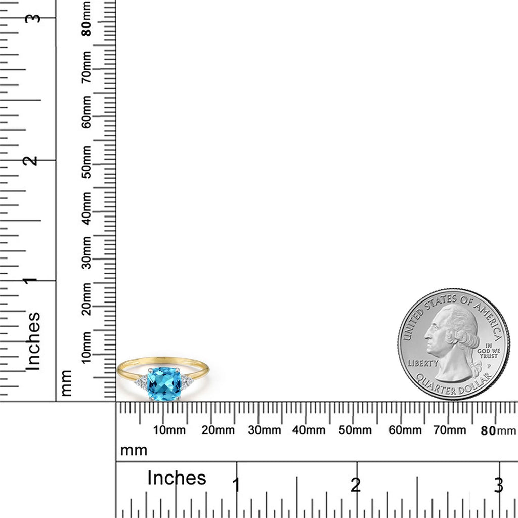 Swiss Blue Topaz - November_9_Ring in 10K Two Tone Gold