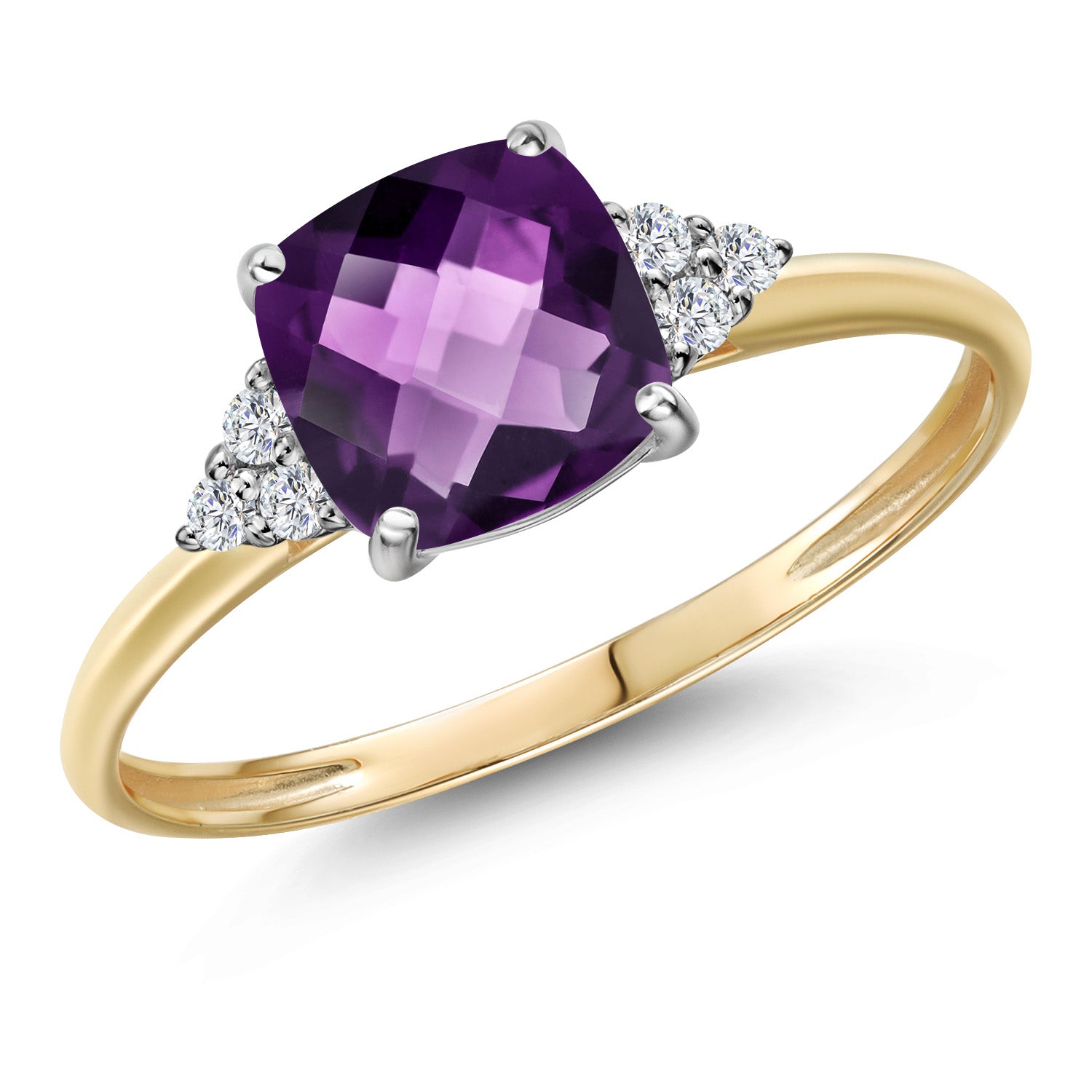 Amethyst-Checkerboard - February_6_Ring in 10K Two Tone Gold