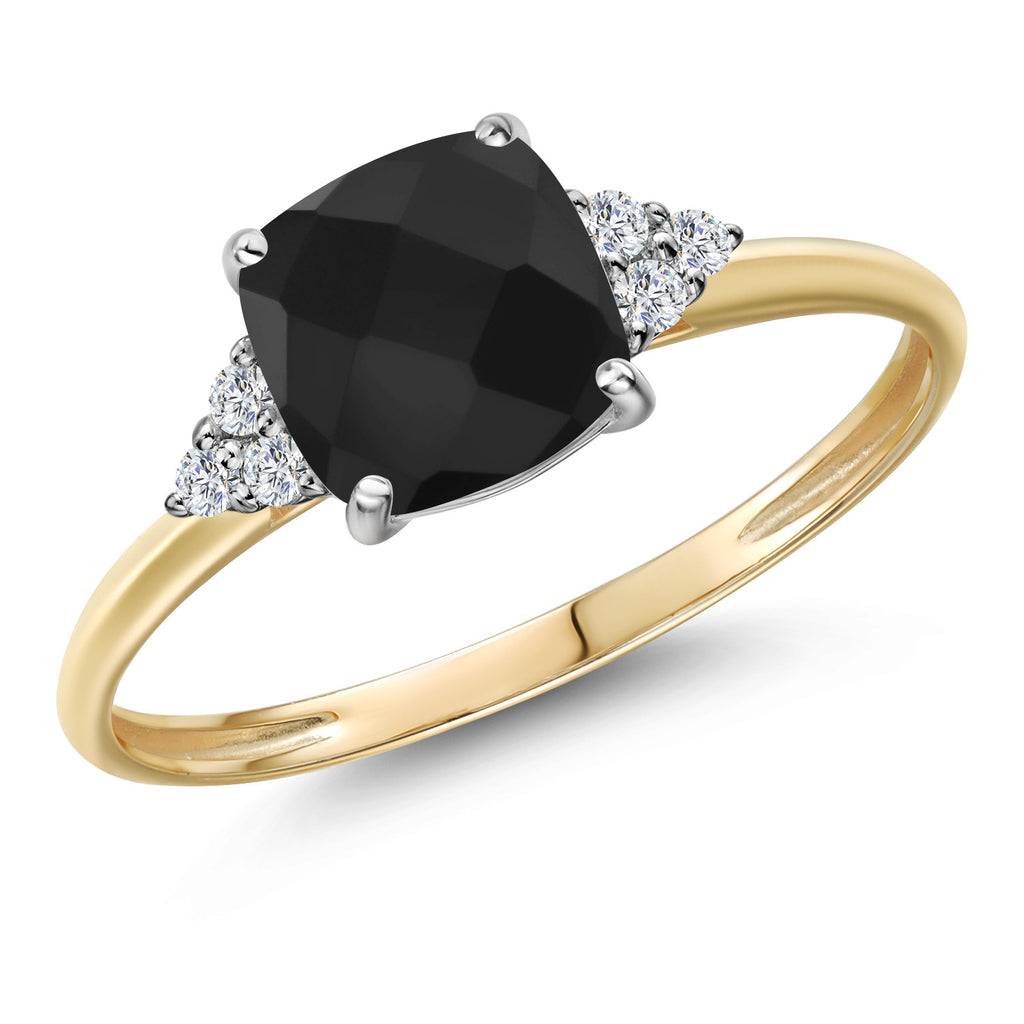 Onyx-Checkerboard - December_7_Ring in 10K Two Tone Gold