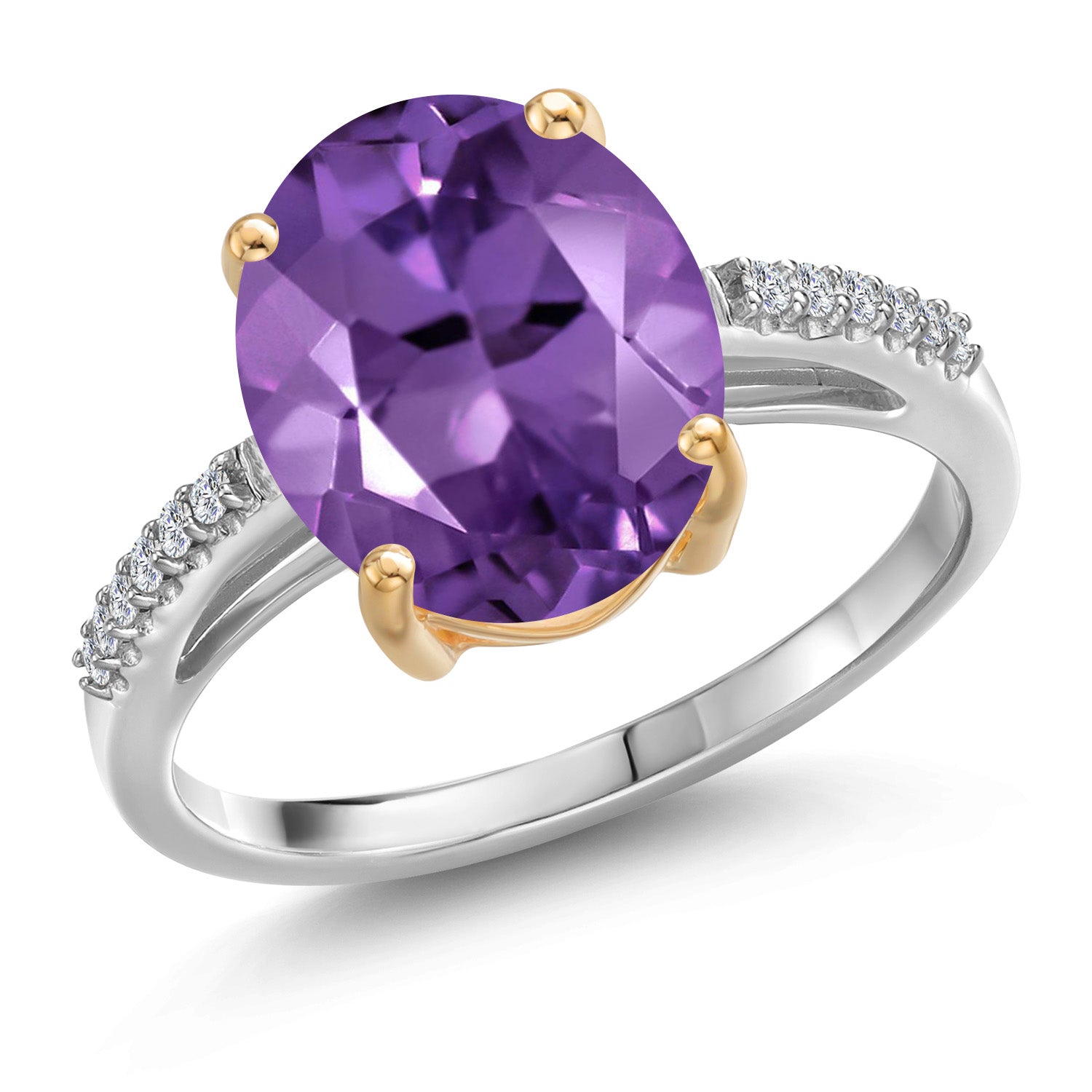 Amethyst - February_5_Ring in 925 Sterling Silver and 10K Yellow Gold
