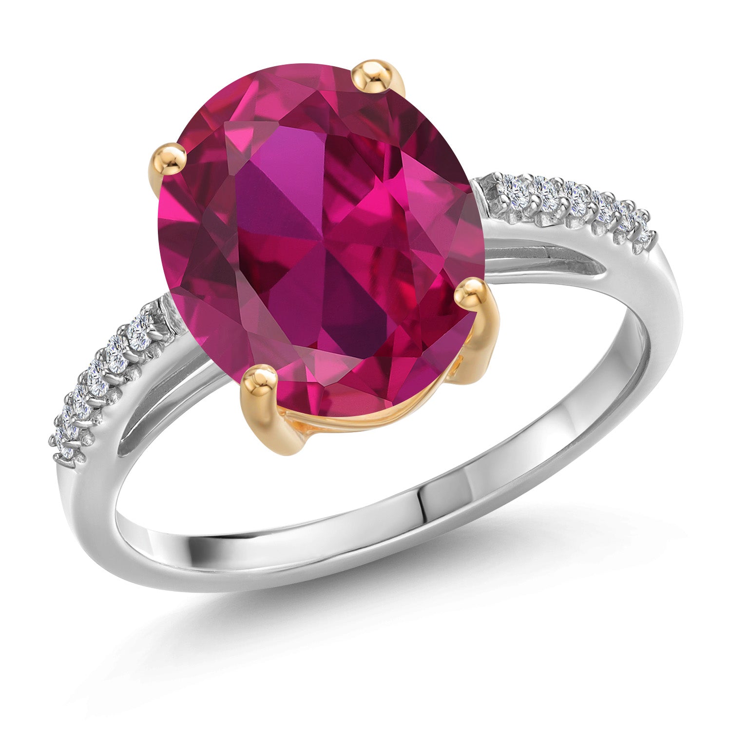 Created Ruby - July_9_Ring in 925 Sterling Silver and 10K Yellow Gold