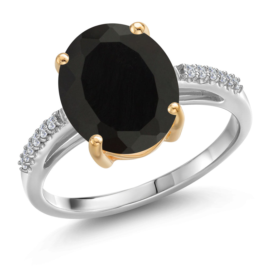 Black Onyx - December_5_Ring in 925 Sterling Silver and 10K Yellow Gold