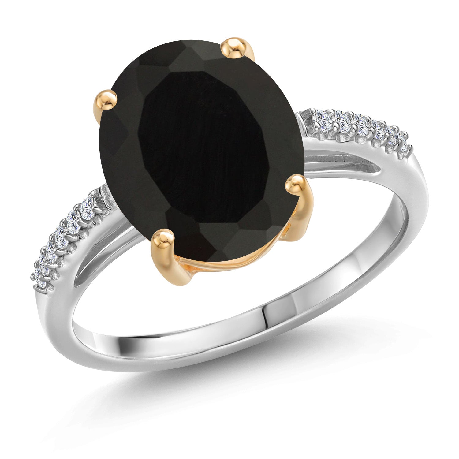 Black Onyx - December_9_Ring in 925 Sterling Silver and 10K Yellow Gold