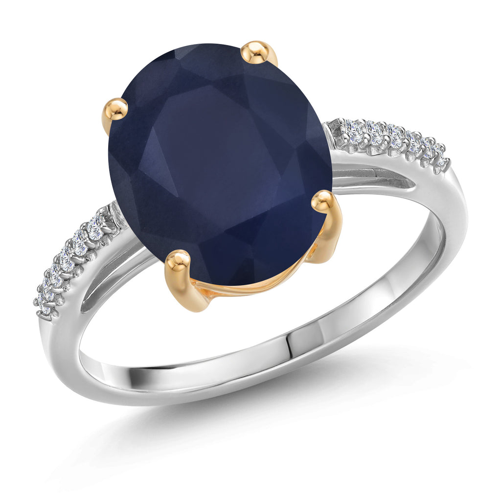 Sapphire - September_9_Ring in 925 Sterling Silver and 10K Yellow Gold
