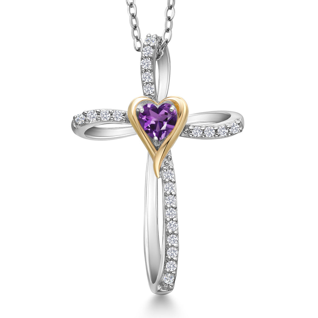 Amethyst - February_Pendant in 925 Sterling Silver and 10K Yellow Gold