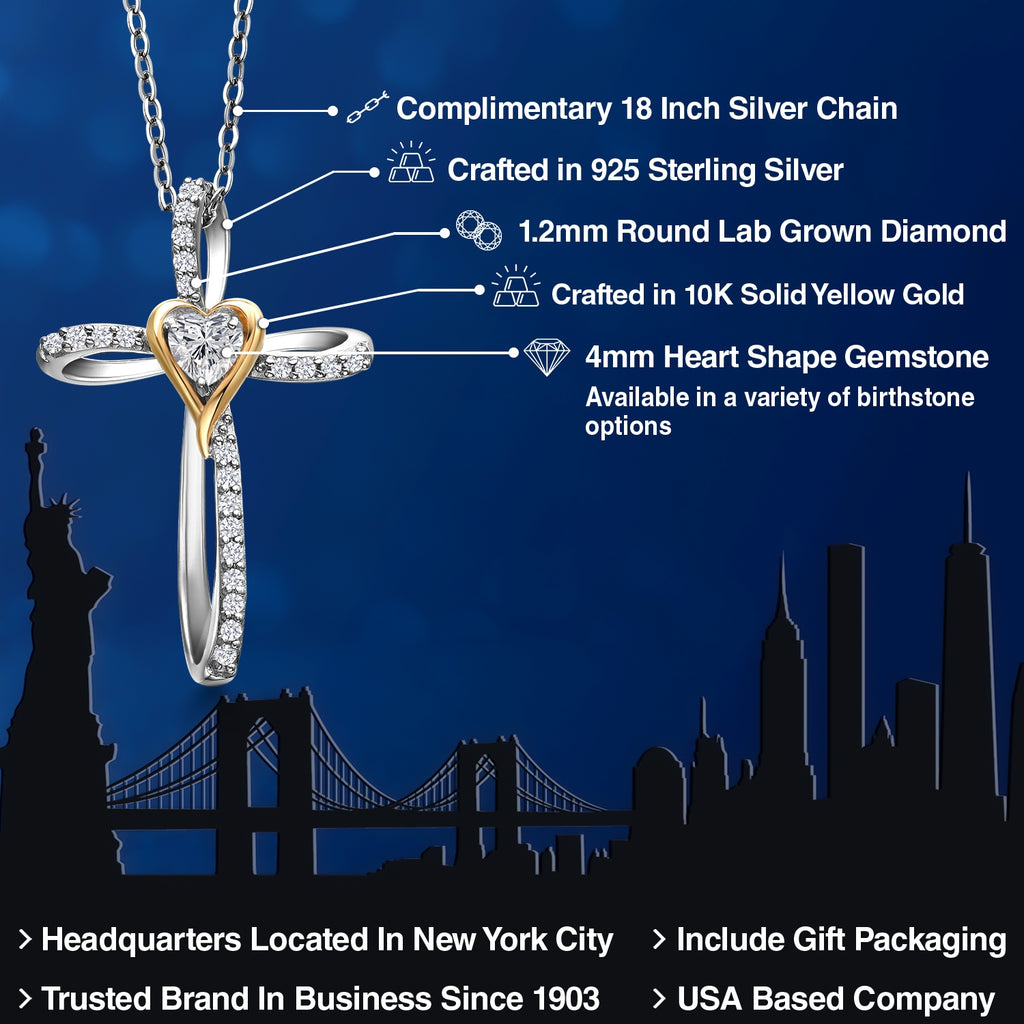 Lab Grown Diamond_Pendant in 925 Sterling Silver and 10K Yellow Gold