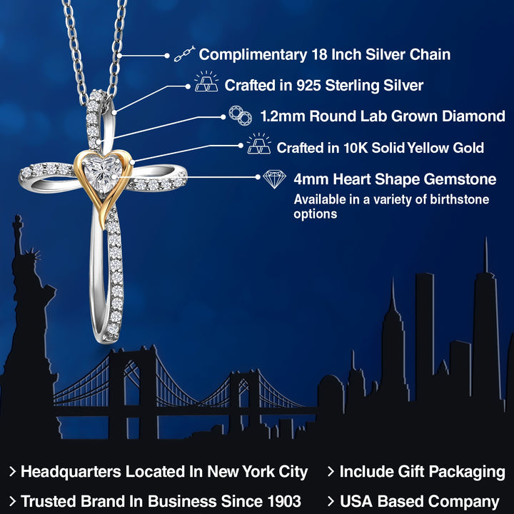 Lab Grown Diamond_Pendant in 925 Sterling Silver and 10K Yellow Gold