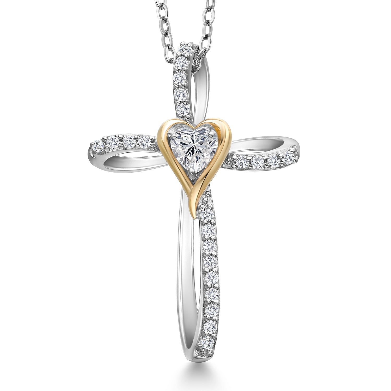 Lab Grown Diamond_Pendant in 925 Sterling Silver and 10K Yellow Gold