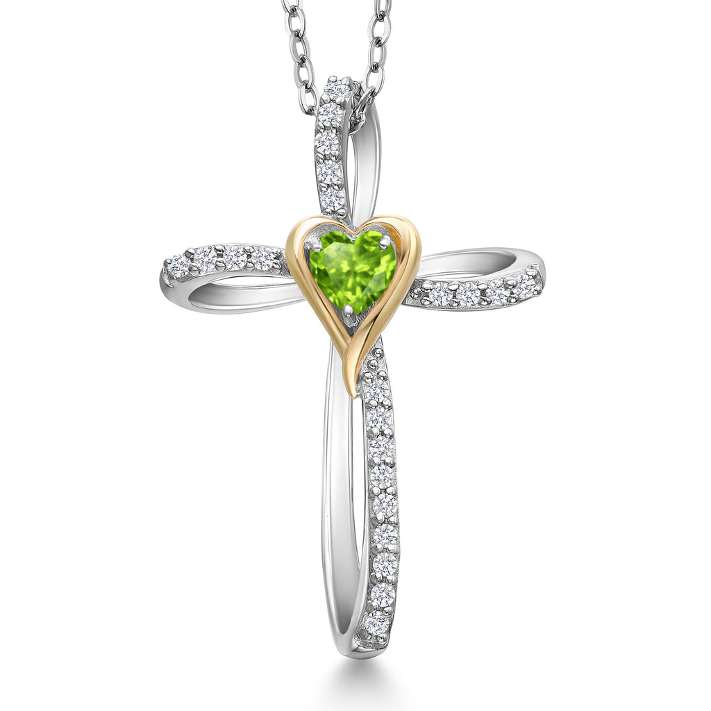 Peridot - August_Pendant in 925 Sterling Silver and 10K Yellow Gold