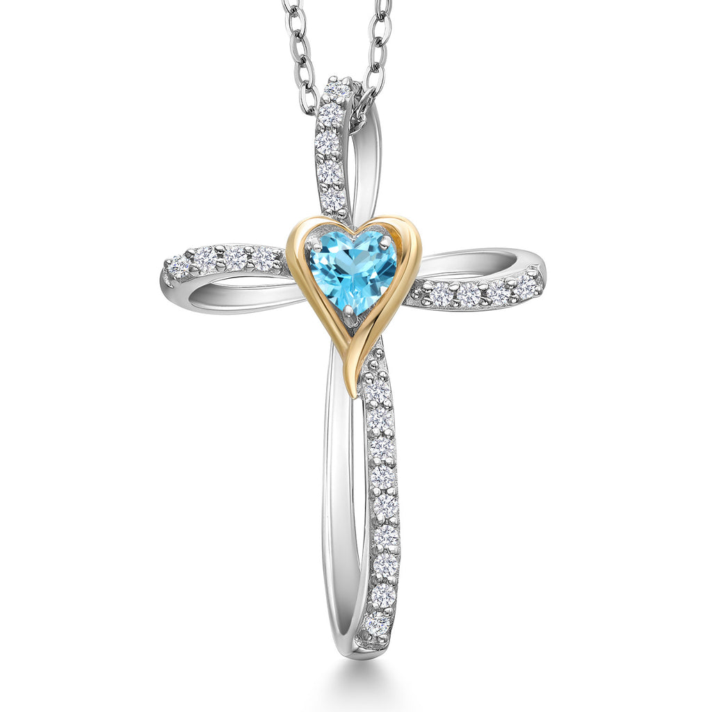 Topaz - November_Pendant in 925 Sterling Silver and 10K Yellow Gold