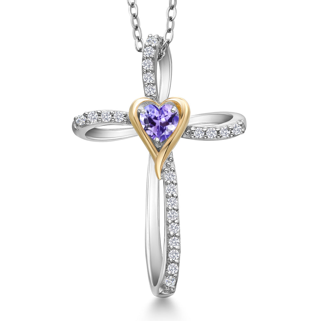 Tanzanite - December_Pendant in 925 Sterling Silver and 10K Yellow Gold