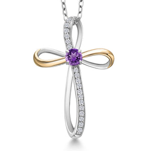 Amethyst - February_Pendant in 925 Sterling Silver and 10K Yellow Gold