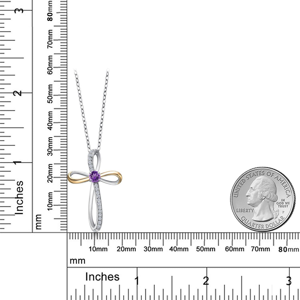 Amethyst - February_Pendant in 925 Sterling Silver and 10K Yellow Gold