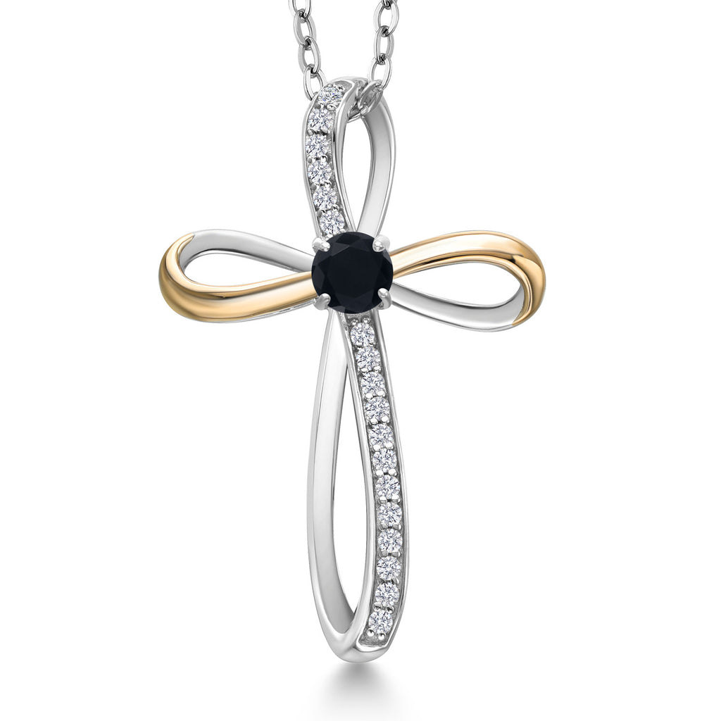 Onyx - December_Pendant in 925 Sterling Silver and 10K Yellow Gold