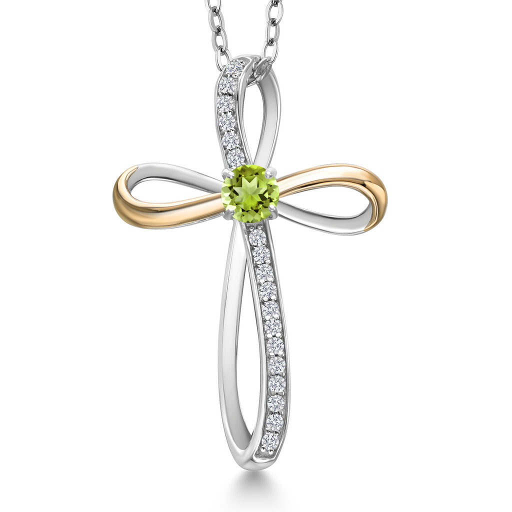 Peridot - August_Pendant in 925 Sterling Silver and 10K Yellow Gold
