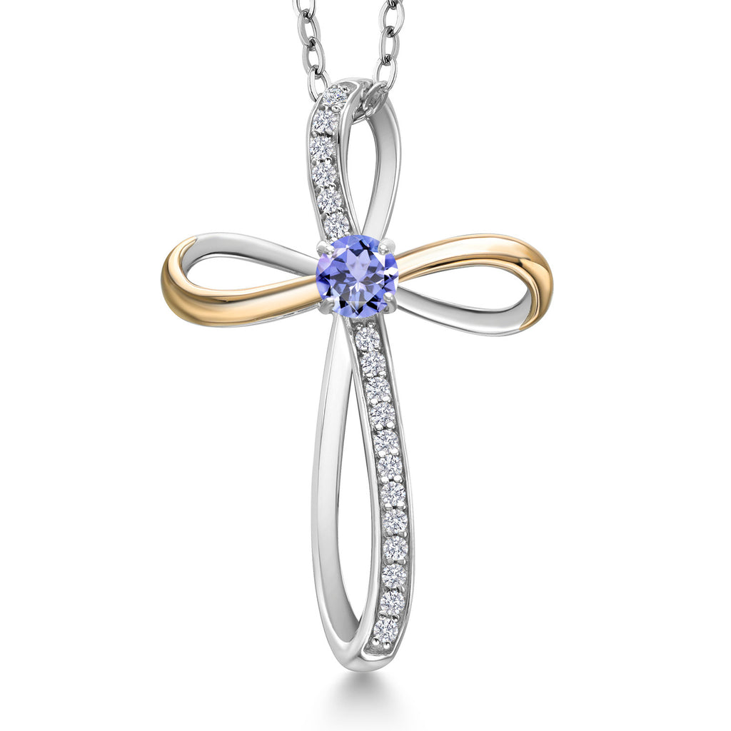 Tanzanite - December_Pendant in 925 Sterling Silver and 10K Yellow Gold