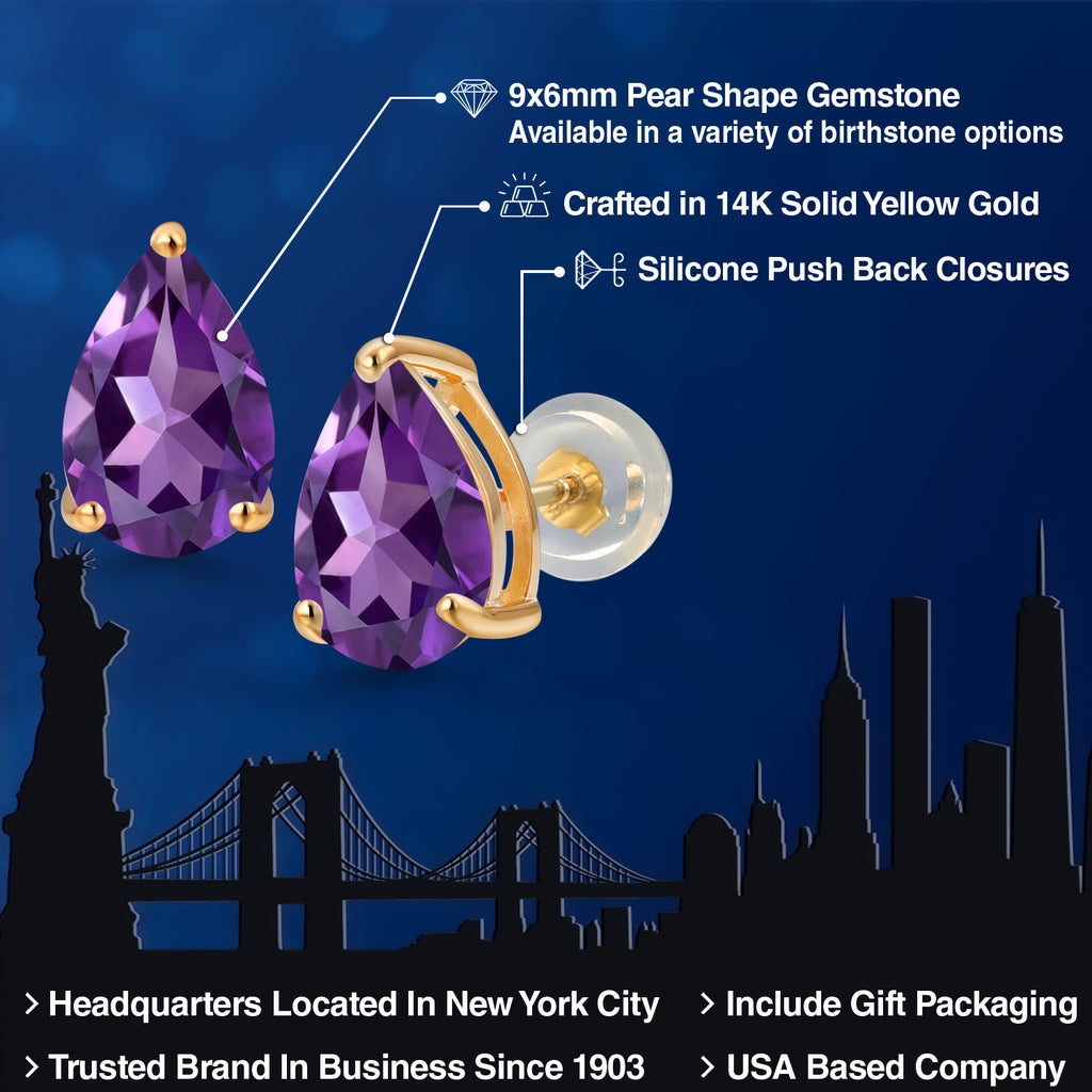 Amethyst - February_Earrings in 14K Yellow Gold