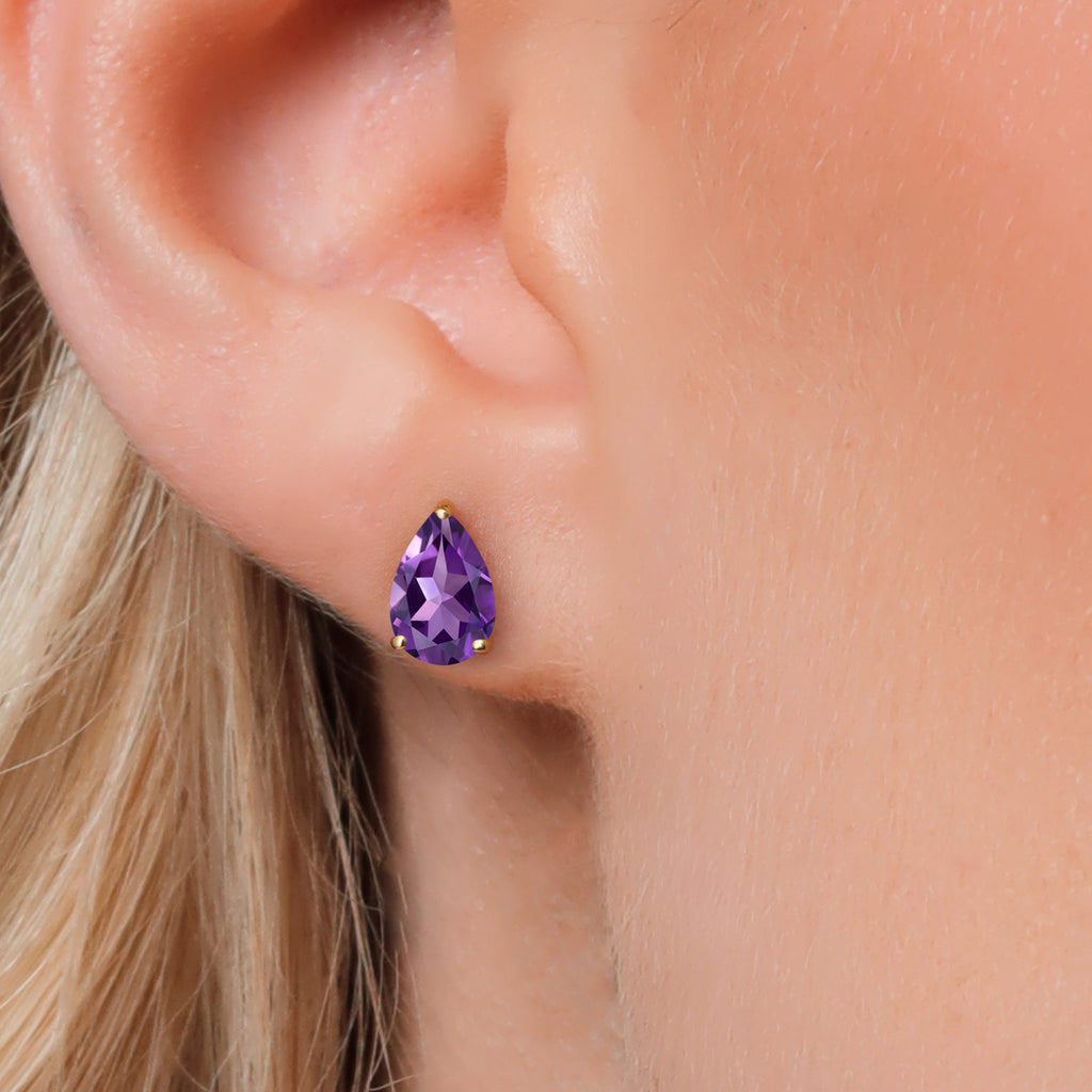 Amethyst - February_Earrings in 14K Yellow Gold