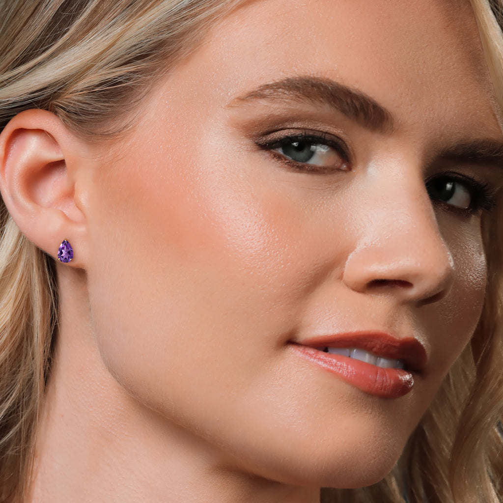 Amethyst - February_Earrings in 14K Yellow Gold