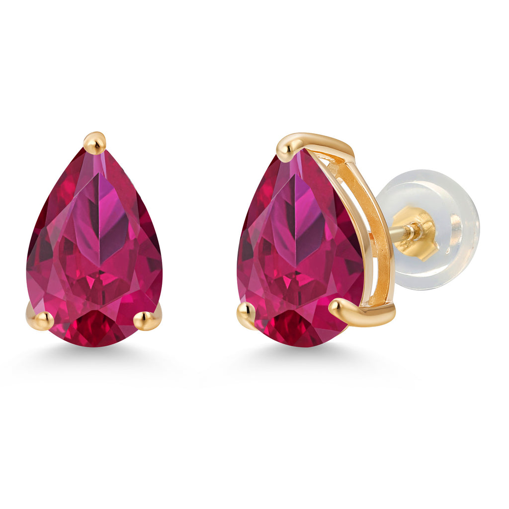 Created Ruby - July_Earrings in 14K Yellow Gold