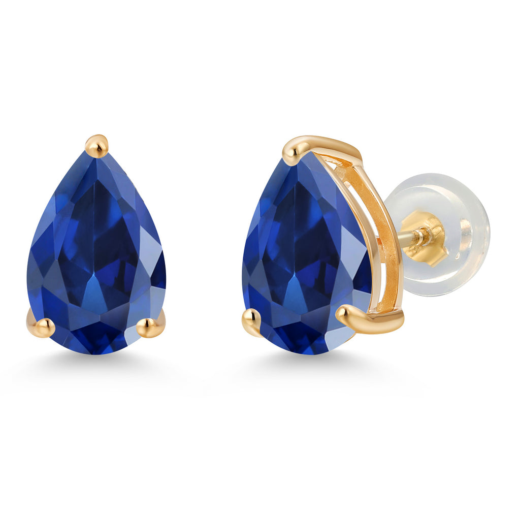 Created Sapphire - September_Earrings in 14K Yellow Gold