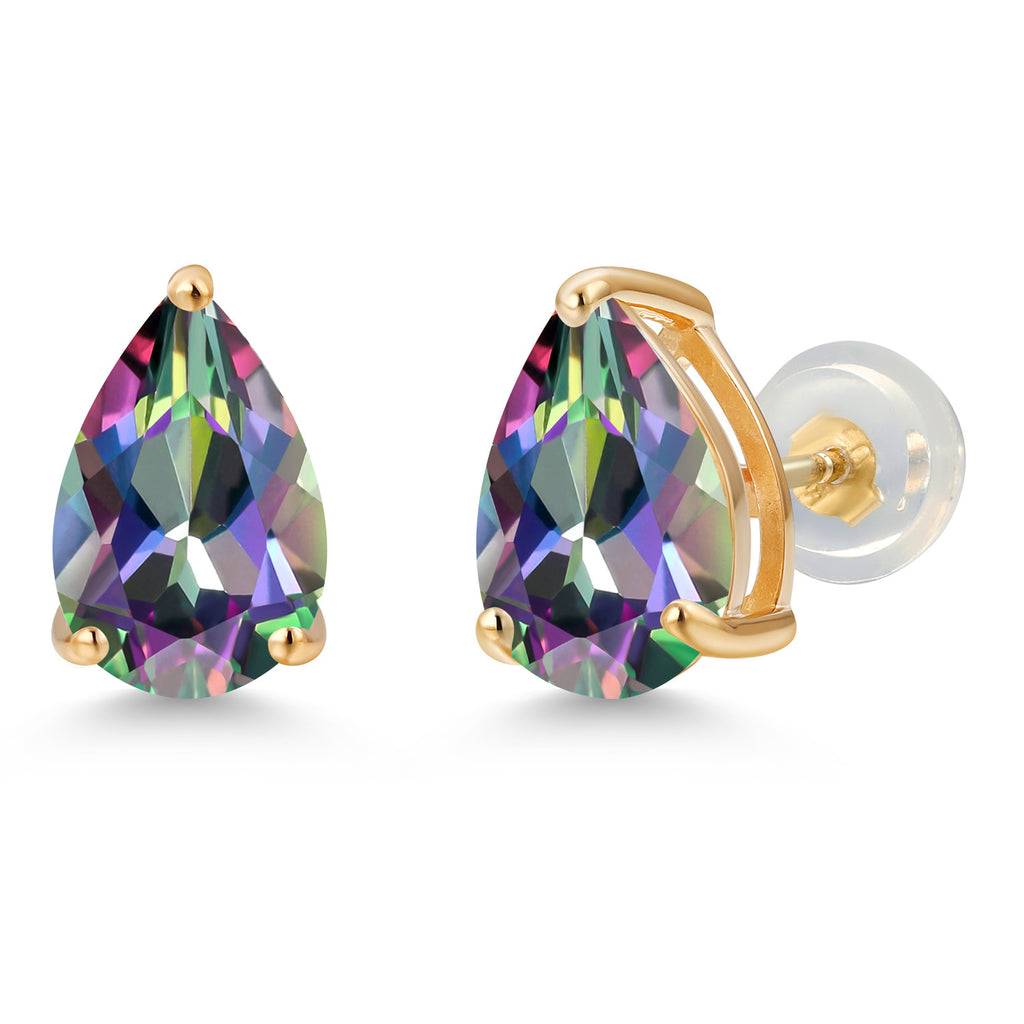Green Mystic Topaz_Earrings in 14K Yellow Gold