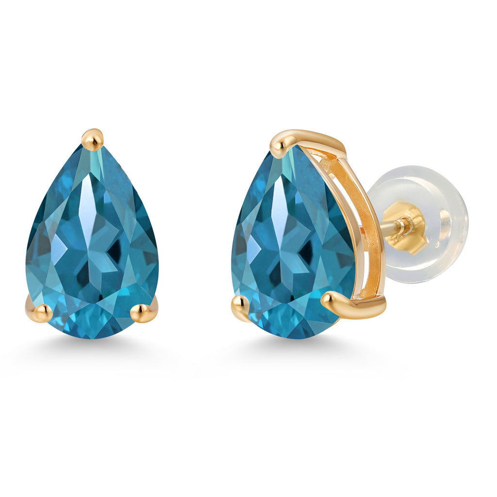 London Blue Topaz - November_Earrings in 14K Yellow Gold