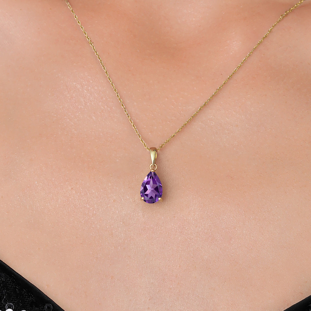 Amethyst - February_Pendant in 14K Yellow Gold