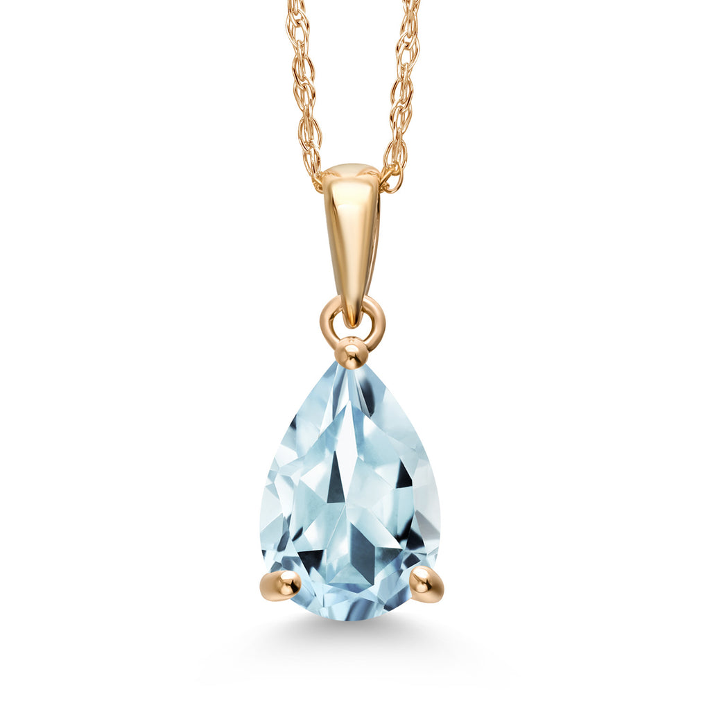 Aquamarine - March_Pendant in 14K Yellow Gold