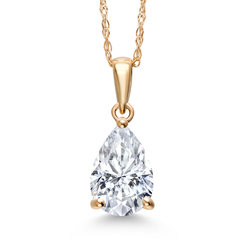White Moissanite - April_Pendant in 14K Yellow Gold